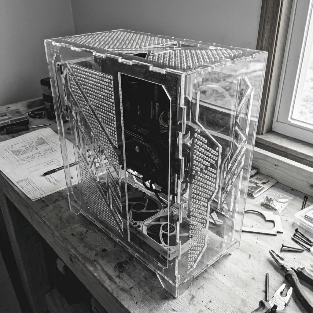 Custom clear acrylic PC case fabrication